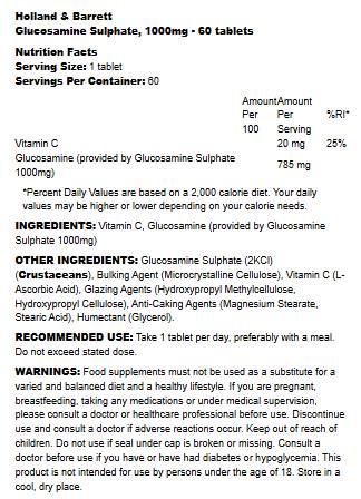 High Strength Glucosamine Sulphate 1000 mg - 60 Таблетки - Feel You