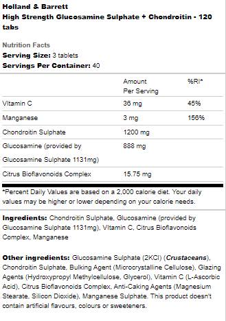High Strength Glucosamine Sulphate + Chondroitin - 120 Таблетки - Feel You