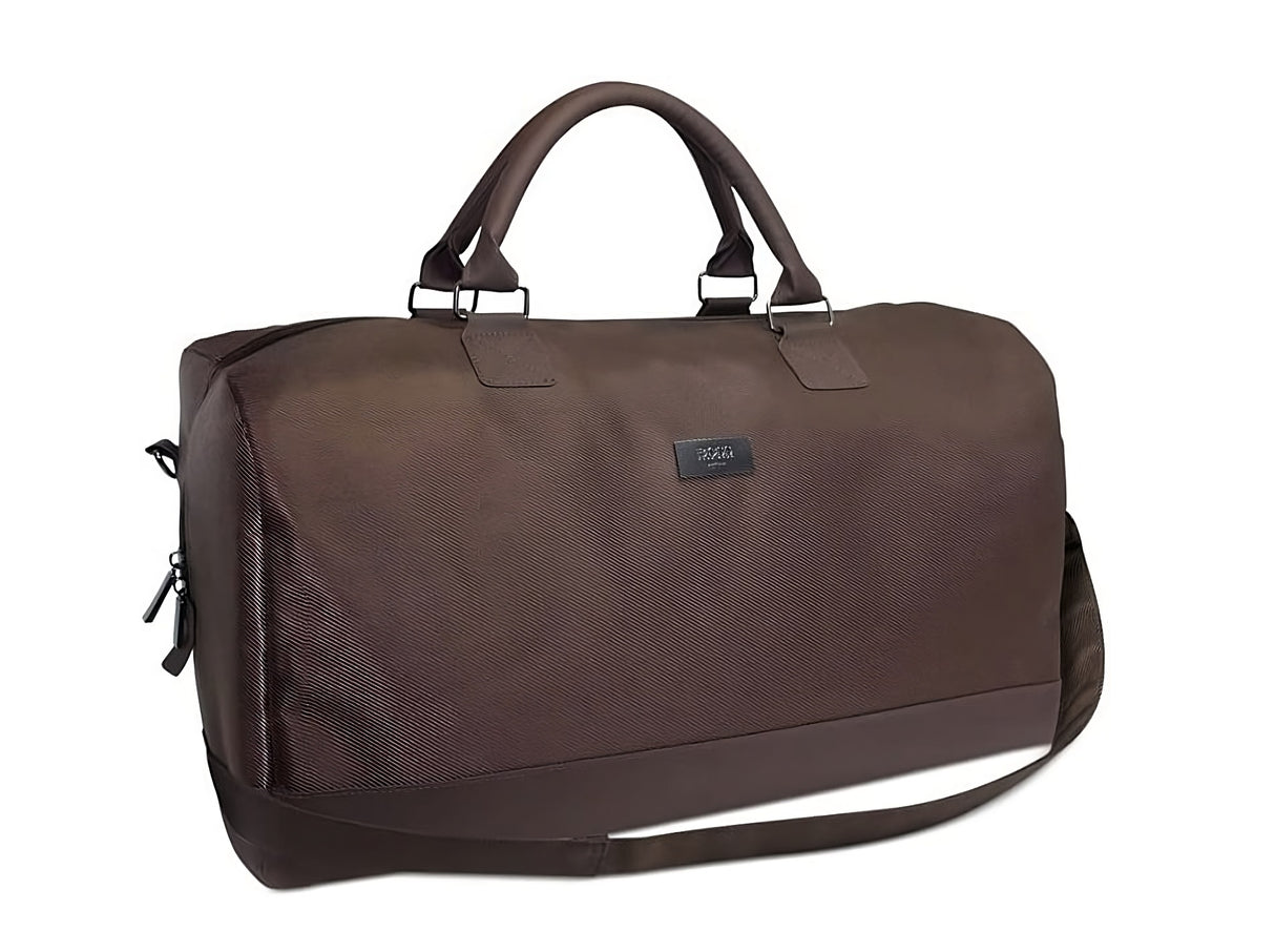 Hugo Boss, Duffle, Synthetic Leather, Textile Handbag, Weekend Bag, Dark Brown, 50 x 18 x 31 cm - Feel You