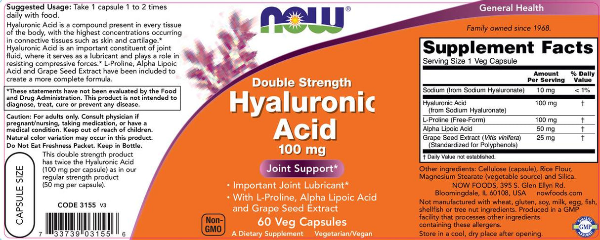 Hyaluronic Acid 100 mg - 60 капсули - Feel You