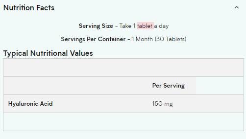 Hyaluronic Acid - 30 Таблетки - Feel You