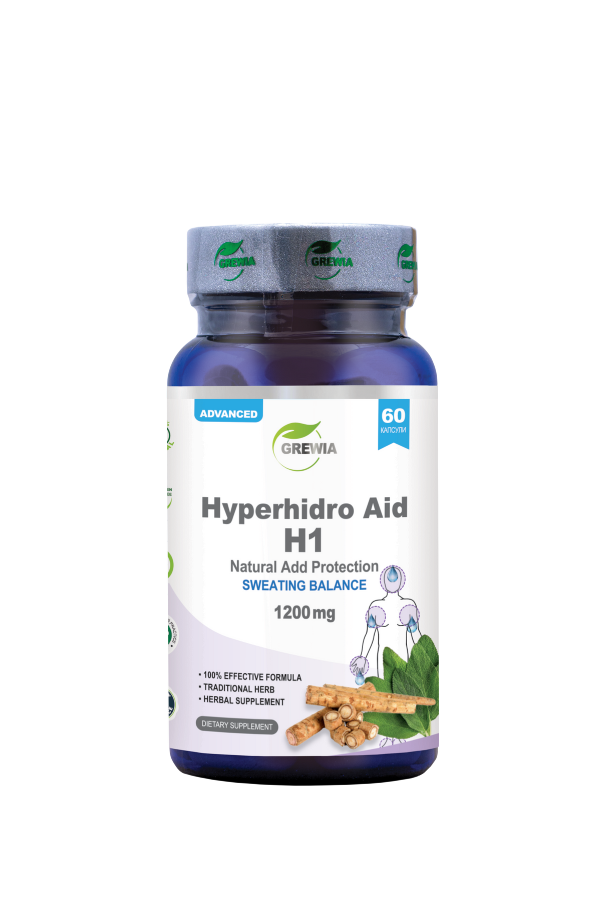 Hyperhidro Aid H1 Sweating Balance Natural Add Protection Dietary Supplement – 1200 mg, 60 Caps. - Feel You
