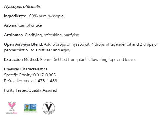 Hyssop Oil | 100% Pure Hyssopus Officinalis - 30 мл - Feel You