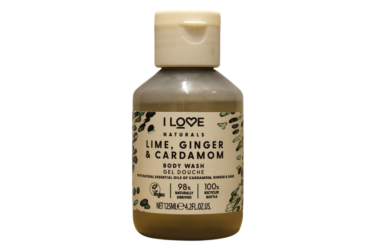 I Love, Naturals Collection, Vegan, Lime, Ginger & Cardamom, Hydrating, Shower Gel, For All Skin Types, 125 ml - Feel You