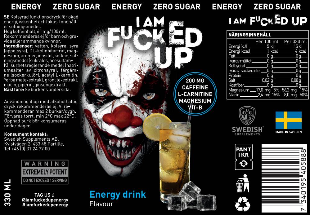 I am F#CKED UP JOKER | Energy Drink ~ Zero Sugar - 330 мл - Feel You