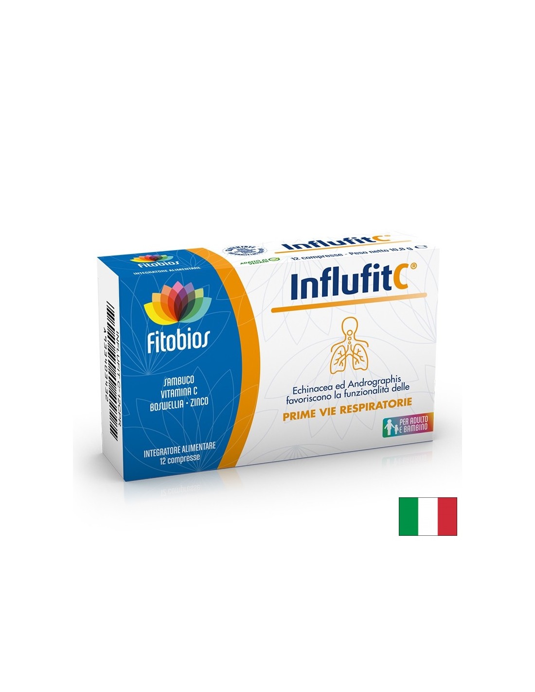 Influfit C - Ехинацея 400 mg + Андрографис 300 mg + Витамин C 80 mg – Имунна защита при настинки и вируси, 12 таблетки - Feel You