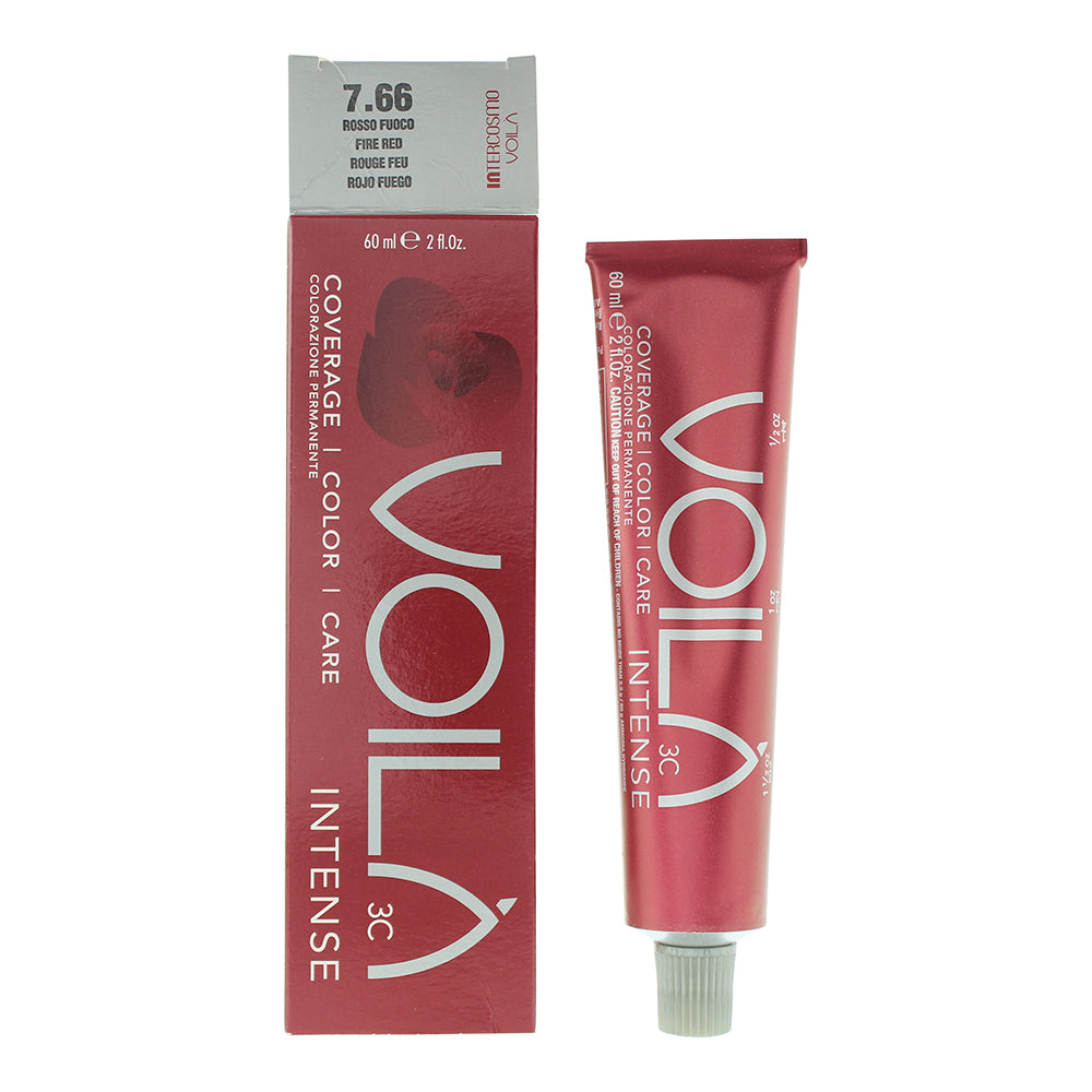 Intercosmo, Voila 3C Intense, Permanent Hair Dye, 7.66 Fire Red, 60 ml - Feel You