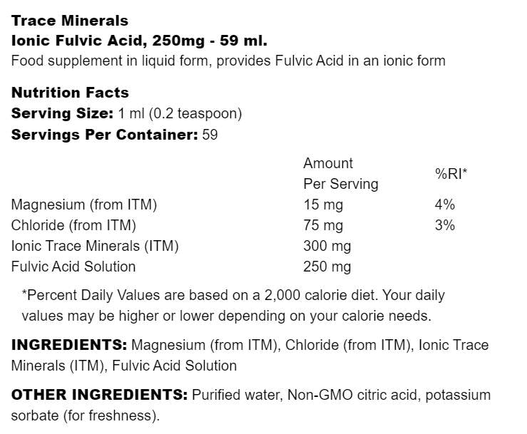 Ionic Fulvic Acid 250 mg - 59 мл - Feel You