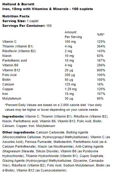 Iron 15 mg | With Vitamins and Minerals 100 капсули - Feel You