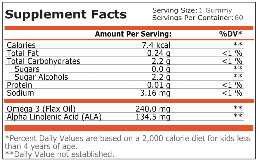 KIDS OMEGA 3 GUMMIES - ORANGE - 60 GUMMIES - Feel You
