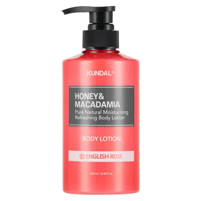KUNDAL – Honey & Macadamia Pure Body Lotion, English Rose, 500ml - Feel You