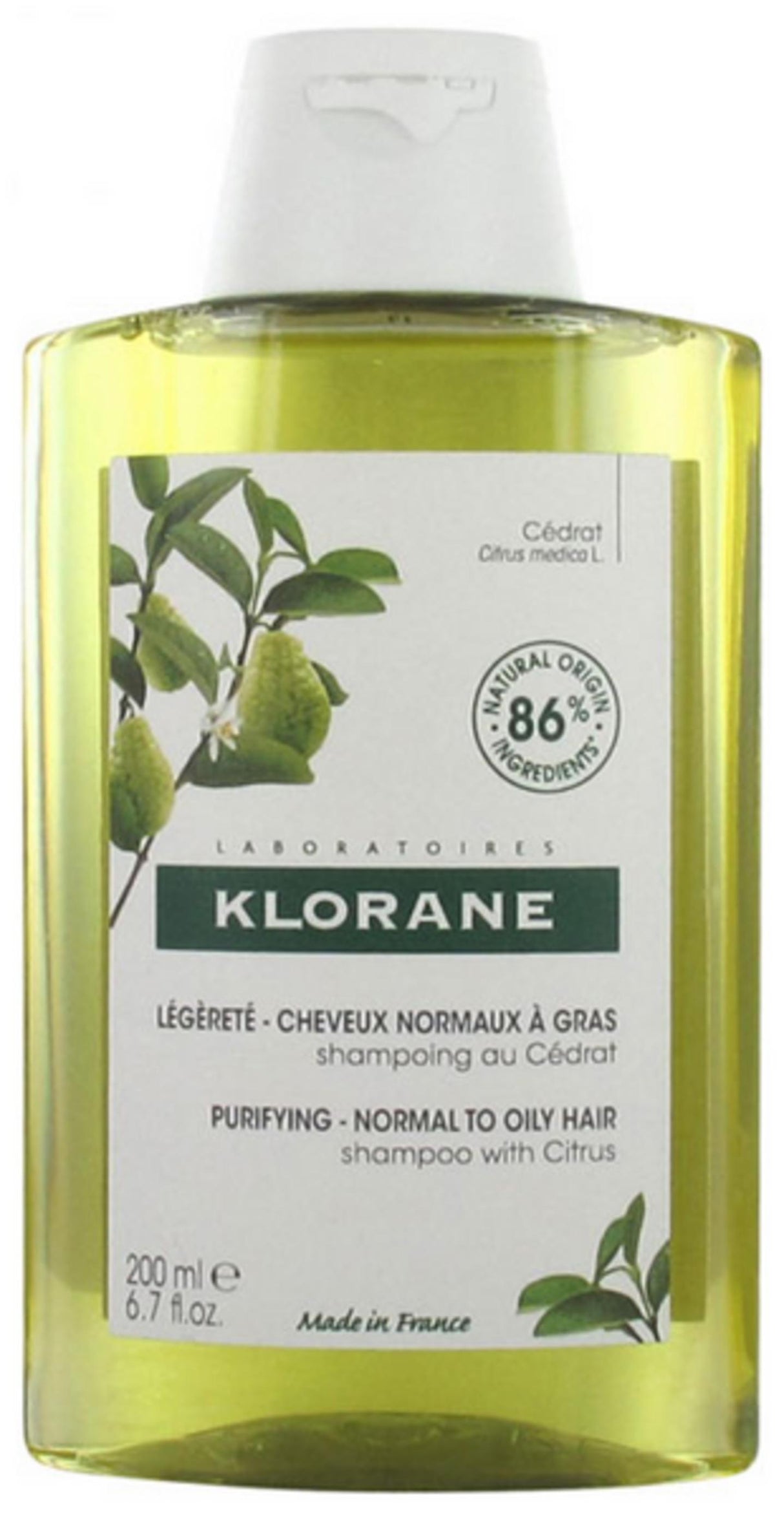 Klorane, Citrus, Paraben-Free, Hair Shampoo, Cleansing, 200 ml - Feel You