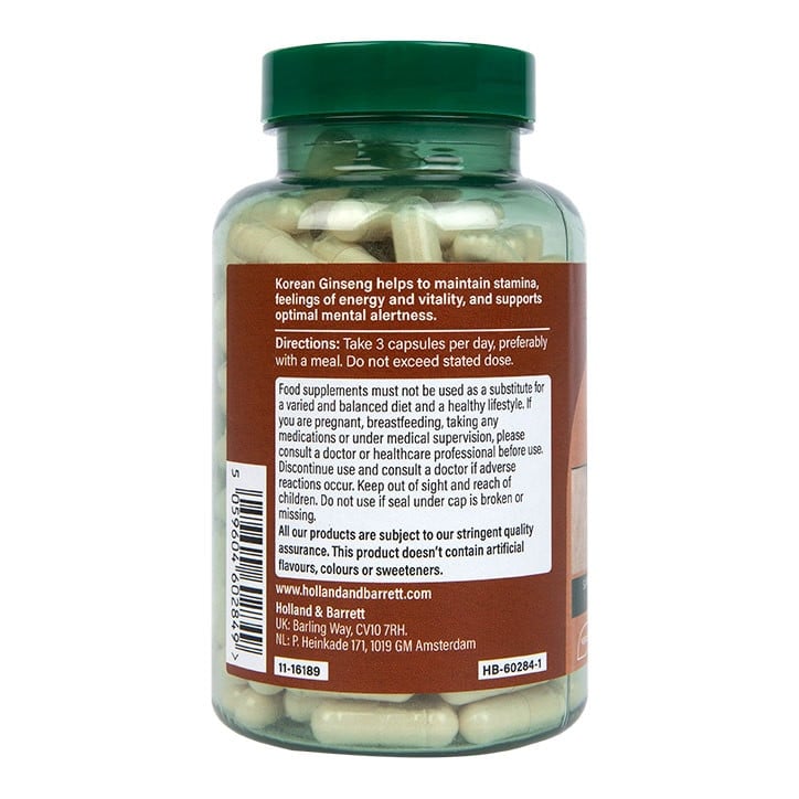 Корейски женшен (Korean Ginseng) 500мг 180 капсули HOLLAND & BARRETT - Feel You
