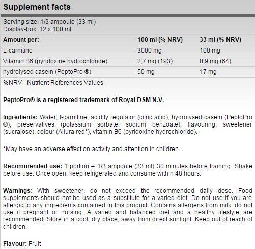 L-Carnitine Shot 3000 - 12 x 100 мл - Feel You