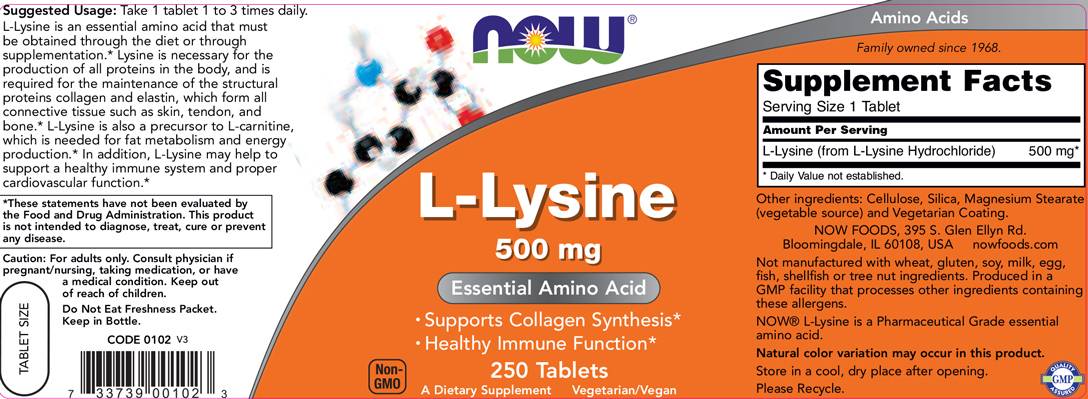 L-Lysine 500 mg - 250 Таблетки - Feel You