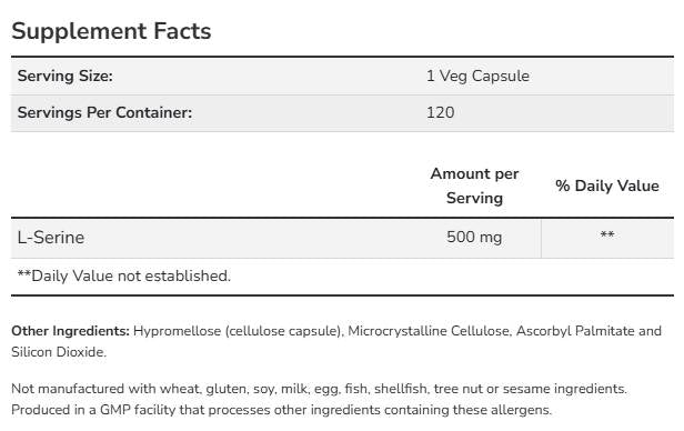 L-Serine 500 mg - 120 капсули - Feel You