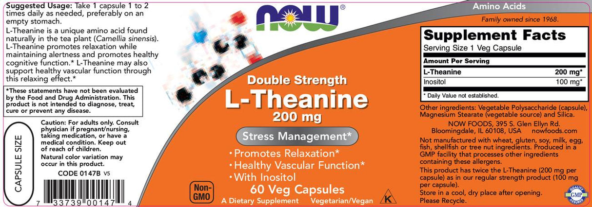L-Theanine 200 mg / Double Strength - 60 капсули - Feel You