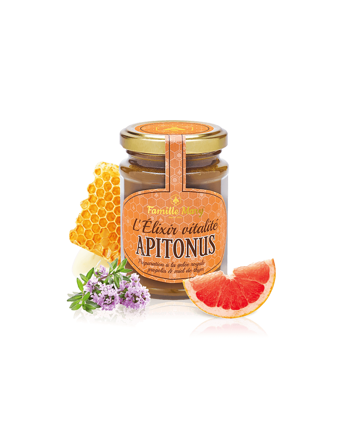 L’Élixir vitalité Apitonus / Апитонус витален еликсир с пчелно млечице, прополис и пчелен мед от мащерка, 230 g Famille Mary - Feel You