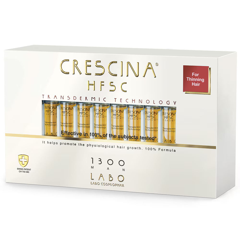Labo, Crescina, Transdermic HFSC 1300, For Growth Stimulation, Ampoules Treatment Serum, For Scalp, For Men, 20 pcs, 3.5 ml - Feel You