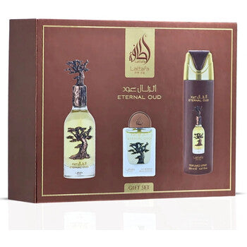 Lattafa Perfumes - Eternal Oud Gift Set EDP 100 ml, deospray 200 ml and EDP 20 ml - 100ml - Feel You