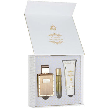 Lattafa Perfumes - The Kingdom Dárková sada EDP 100 ml, miniaturka EDP 12 ml a sprchový gel 100 ml - 100ml - Feel You