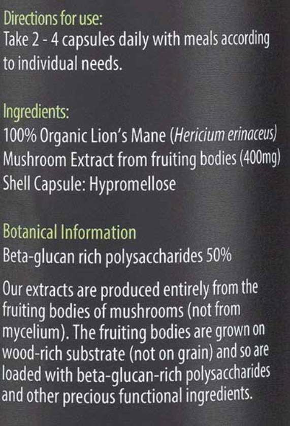 Lion's Mane's Extract Organic 400 mg - 60 капсули - Feel You