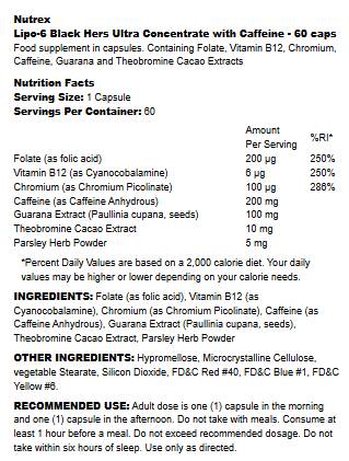 Lipo 6 Hers Black UC - 60 капсули - Feel You