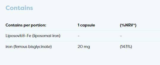 Liposomal Iron 20 mg | as Iron Bisglycinate - 60 капсули - Feel You