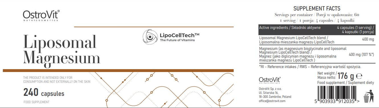 Liposomal Magnesium | LipoCellTech™ 240 капсули - Feel You