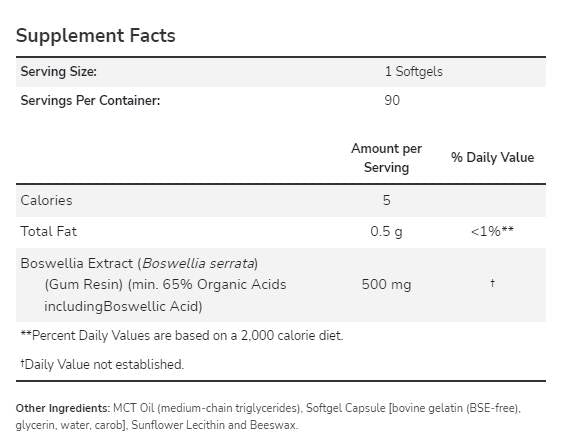 Boswellia Extract 500 mg - 90 Гел капсули - Feel You