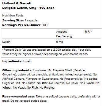 Lutigold | Lutein 6 mg - 100 капсула - Feel You