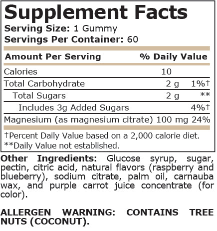 MAGNESIUM CITRATE MIXED BERRY 100 mg - 60 gummies - Feel You