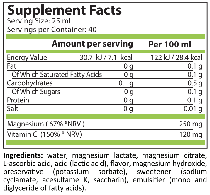 MAGNESIUM LIQUID + VIT C - 1000 ml - Feel You
