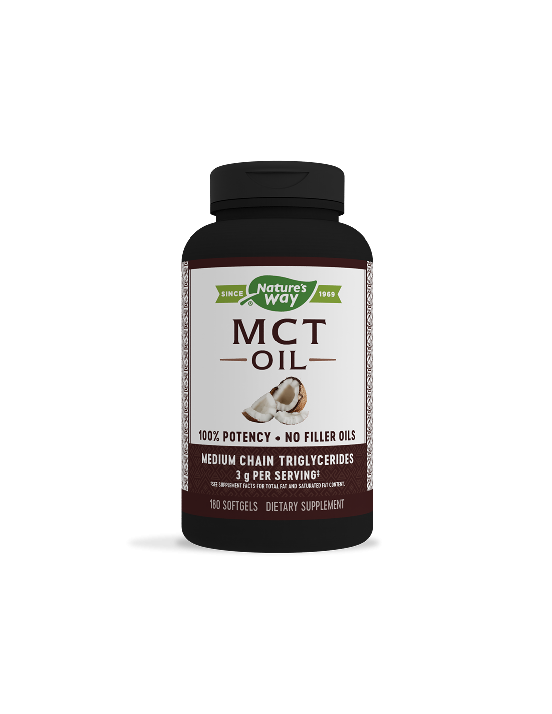 MCT Oil / Средноверижни триглицериди от кокосово масло x 180 софтгел капсули Nature’s Way - Feel You