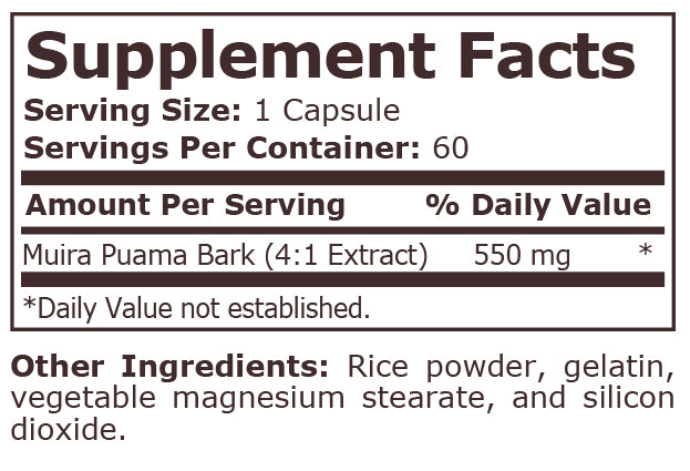 MUIRA PUAMA 550 mg - 60 Capsules - Feel You