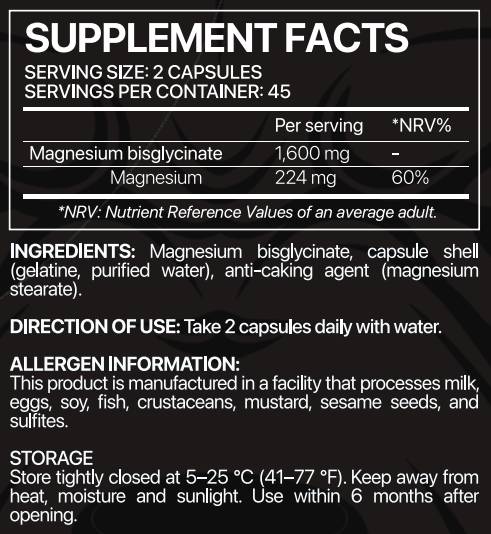Magnesium Bisglycinate | Better Sleep ~ Stress Relief ~ Muscle Support - 90 капсули - Feel You