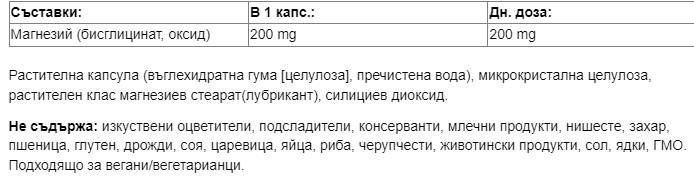 Magnesium Bisglycinate Pure/ Магнезий (бисглицинат) 200 mg х 120 капсули Natural Factors - Feel You