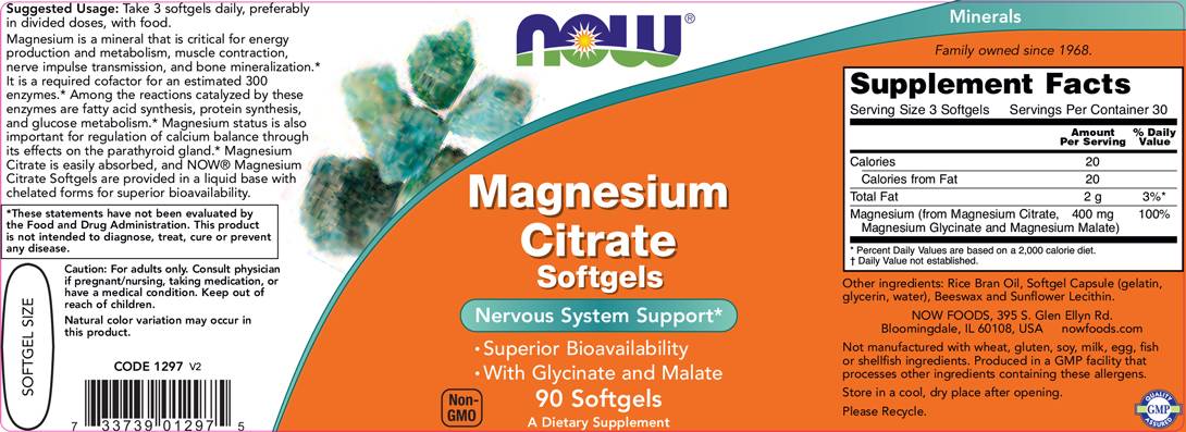 Magnesium Citrate Softgels - 180 Гел капсули - Feel You