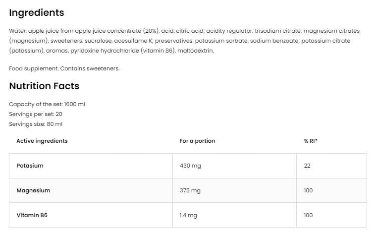 Magnesium Shot / with Potassium + B6 - 20 x 80 мл - Feel You
