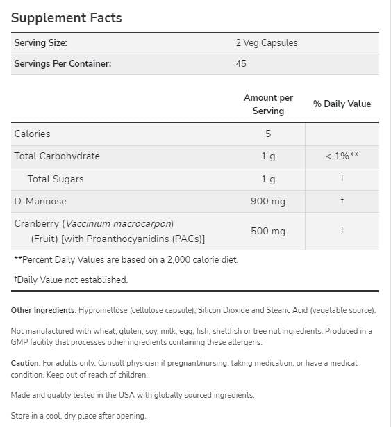 Mannose Cranberry - 90 капсули - Feel You