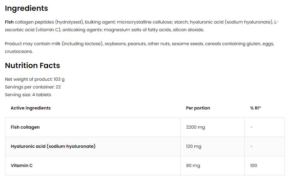 Marine Collagen / + Hyaluronic Acid and Vitamin C - 90 Таблетки - Feel You