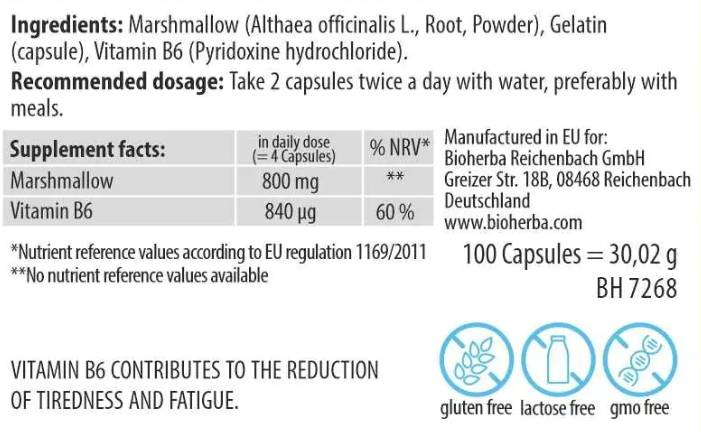 Marshmallow Root 200 mg - 100 капсули - Feel You