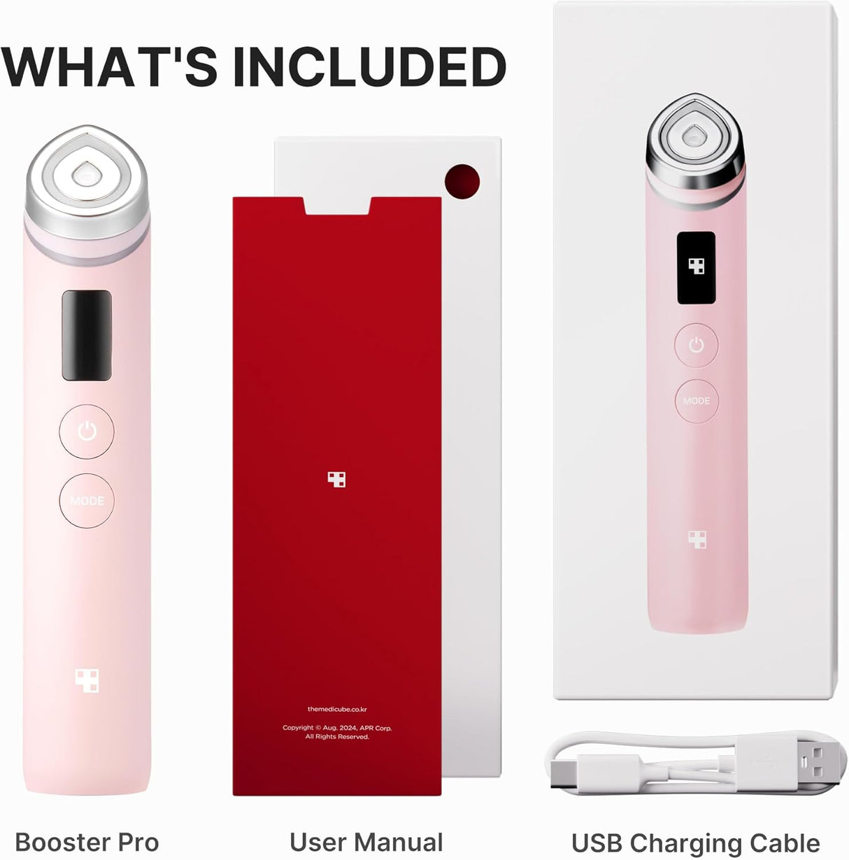 Medicube Age-R Booster Pro (Pink) уред за лице 6-в-1 – лифтинг, сияйна кожа и дълбока абсорбция - Feel You