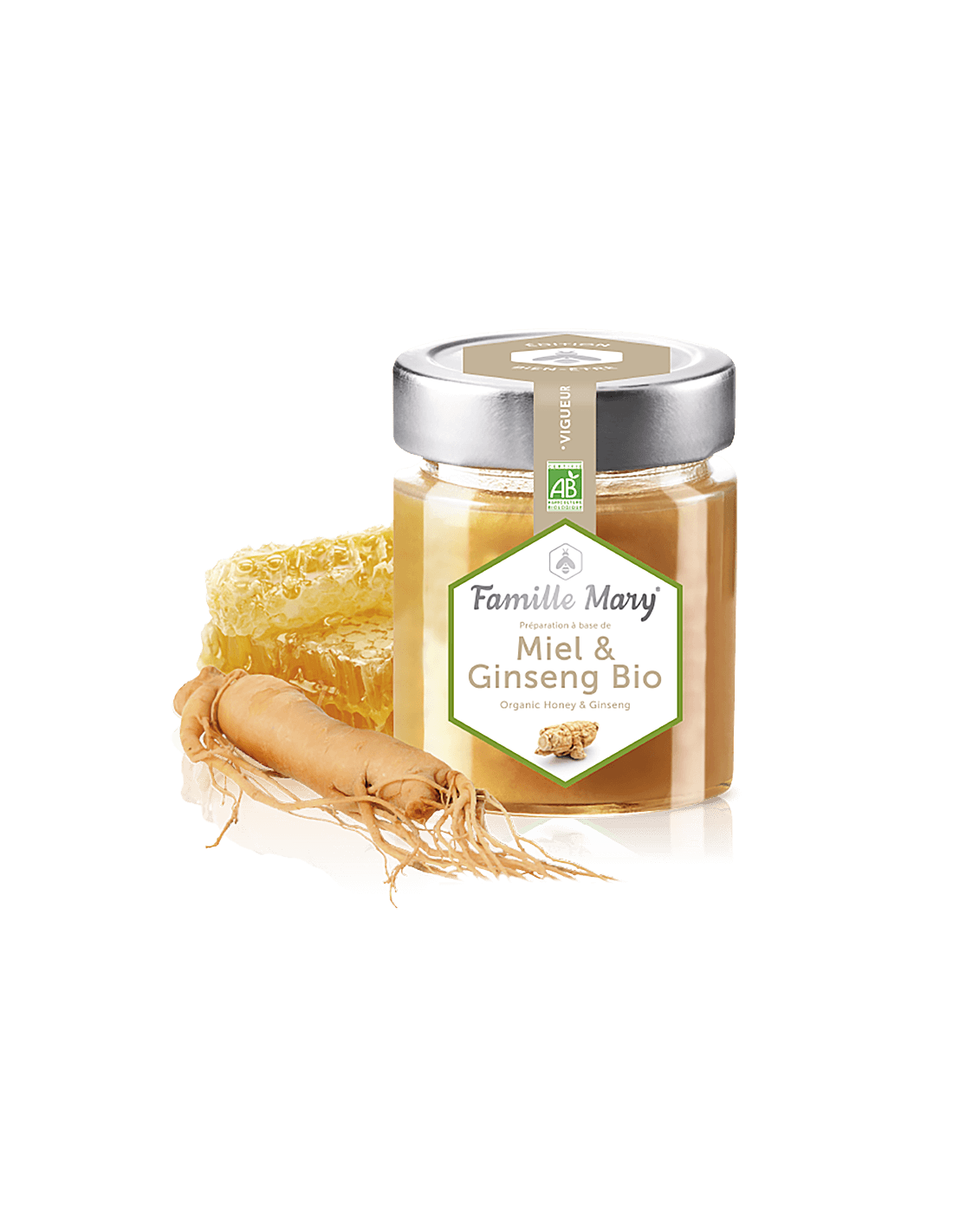 Miel & Ginseng Bio / Био мед от горски цветя + женшен, 170 g Famille Mary - Feel You