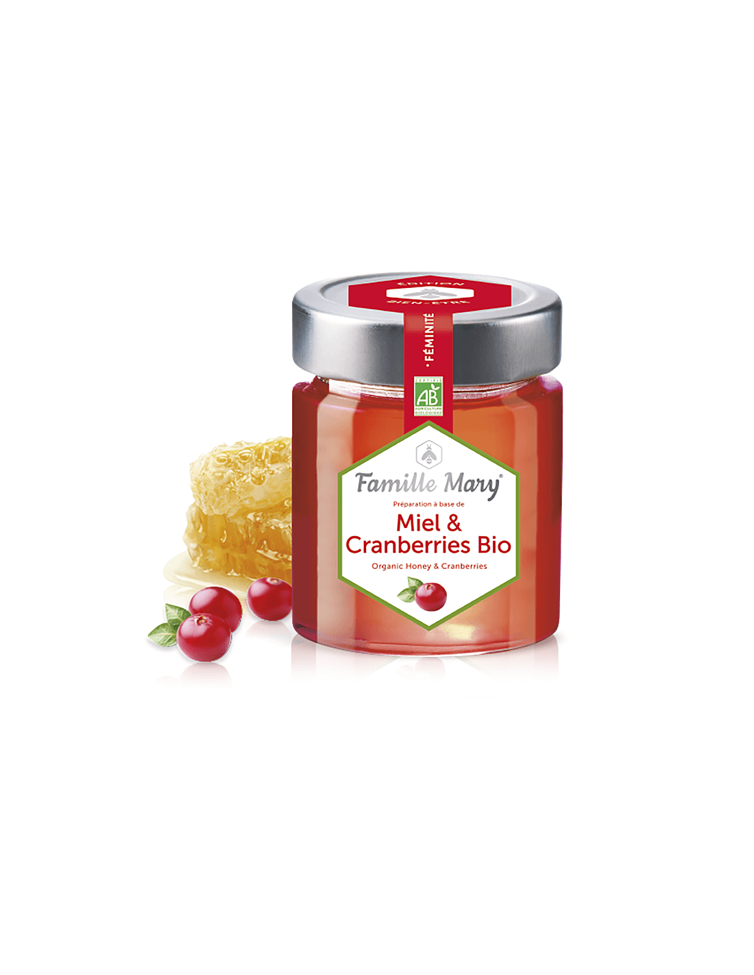 Miel and Cranberries Bio / Био Акациев мед + Червени боровинки,170 g Famille Mary - Feel You