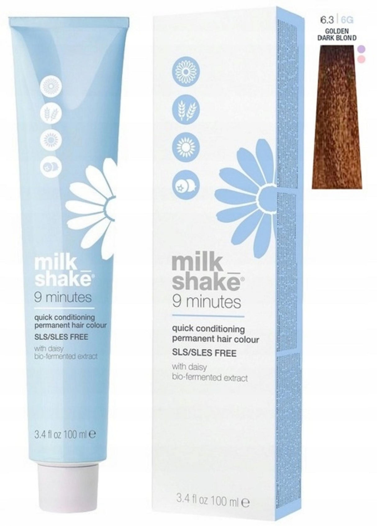 Milk Shake, 9 Minutes, Permanent Hair Dye, 6.35 Dark Blonde, 100 ml - Feel You