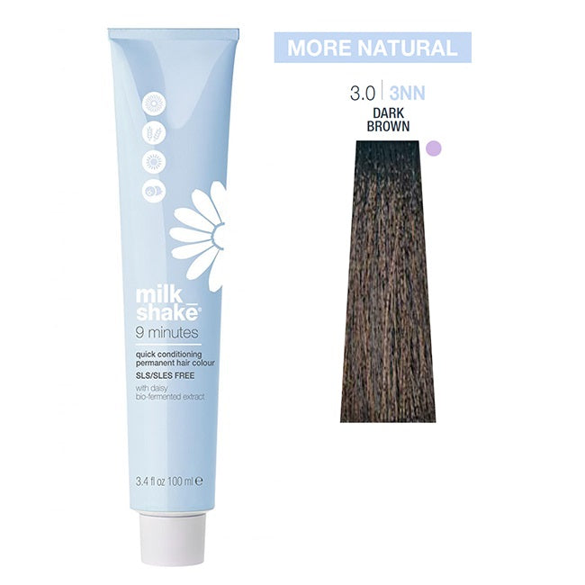 Milk Shake, 9 Minutes, SLS/SLES-Free, Permanent Hair Dye, 3.03NN Dark Brown, 100 ml - Feel You