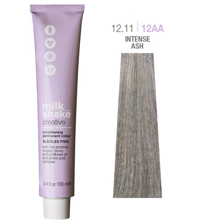 Milk Shake, Creative, SLS/SLES-Free, Permanent Hair Dye, 12.1112AA Intense Ash, 100 ml - Feel You