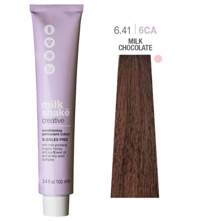 Milk Shake, Creative, SLS/SLES-Free, Permanent Hair Dye, 6.416CA Milk Chocolate, 100 ml - Feel You