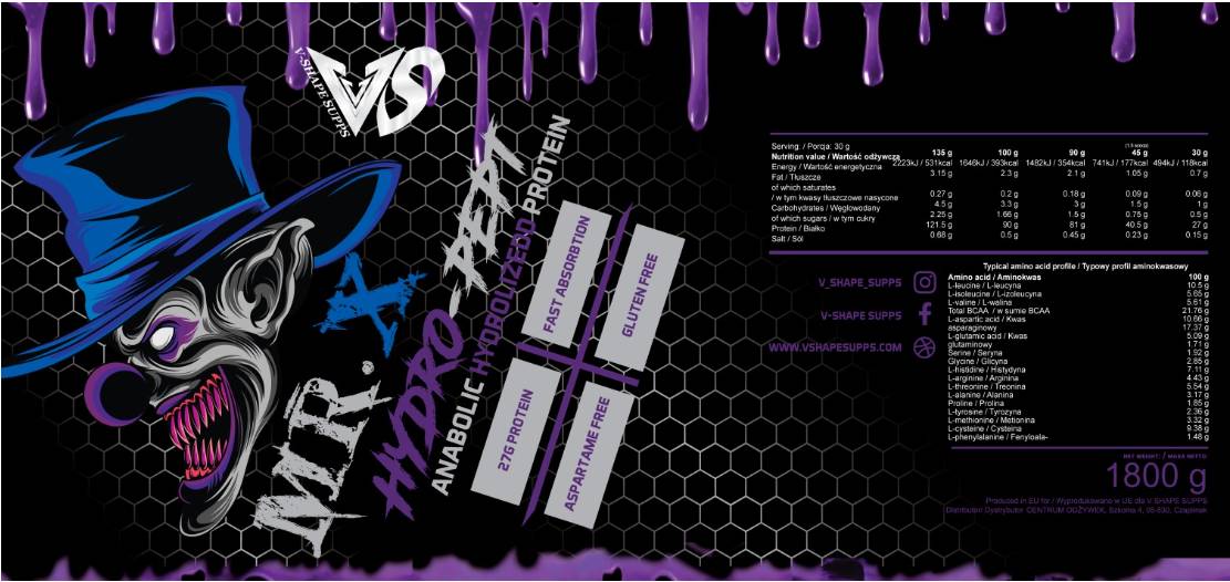 Mr. X Hydro Whey | Anabolic Hydrolysate Protein - 1800 грама - Feel You